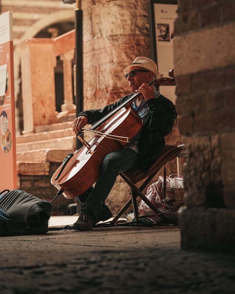 Luke Stamer performing live with cello